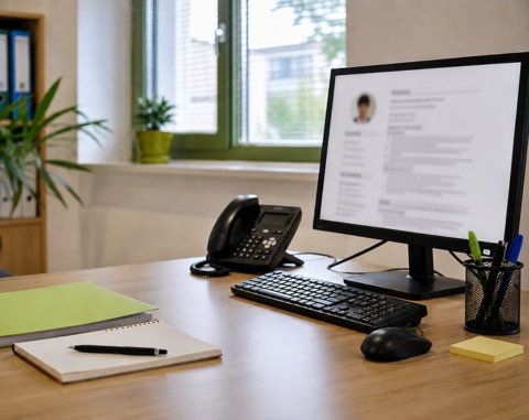 ordinateur et téléphone pour l'administratif et recrutement atelier SIIS